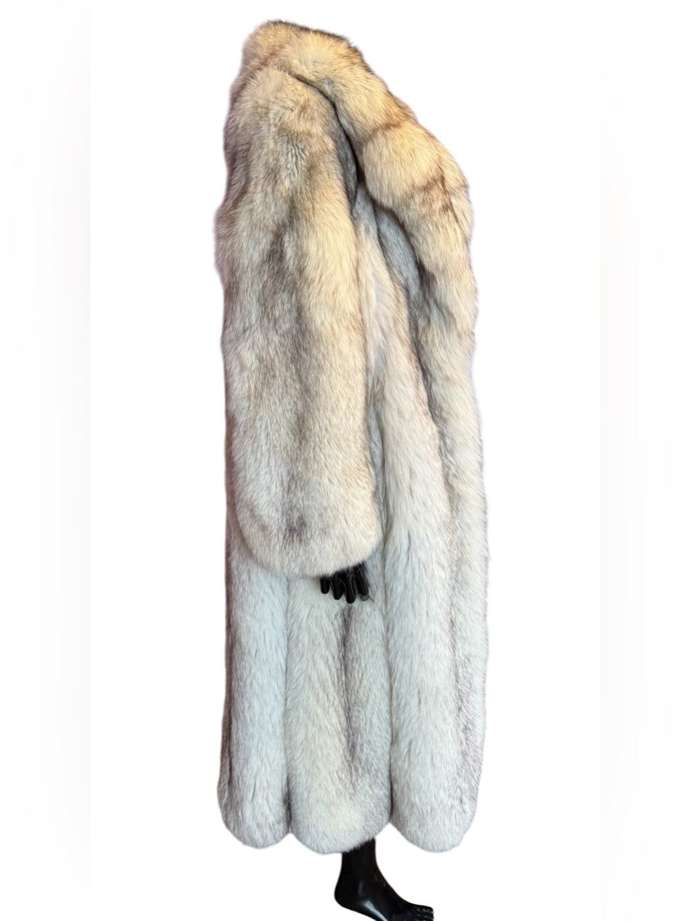 Luxurious blue fox  Ivory Fox Fur Long Coat made in Canada